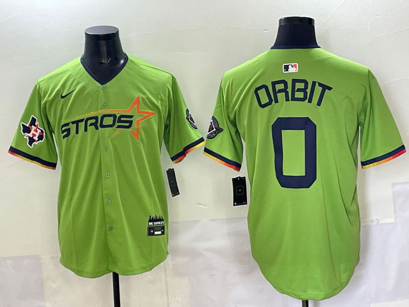 Men 2025 Houston Astros 0 Orbit Green Three generations Joint Name Nike MLB Jersey style 8